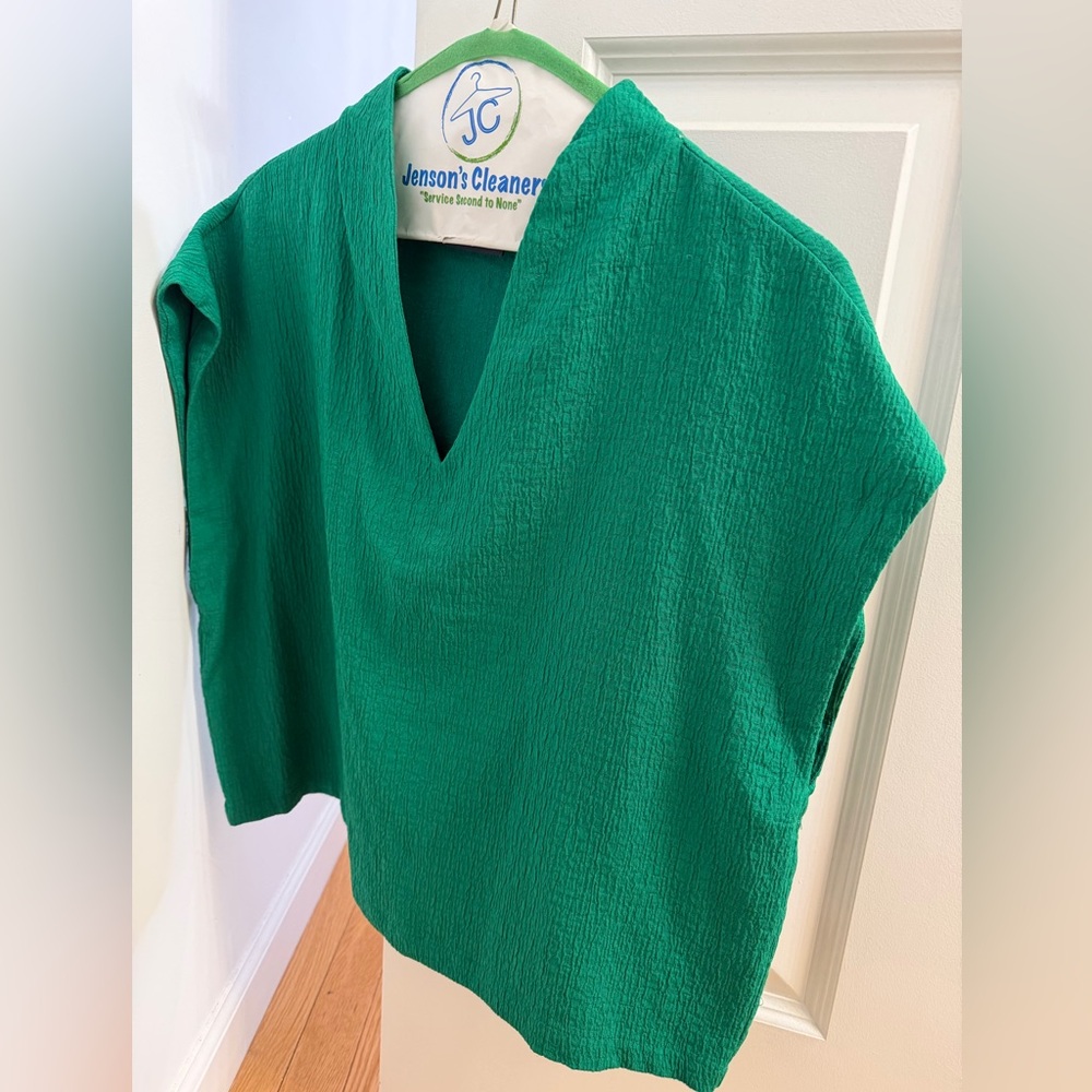 Anthropologie Maeve Green V-Neck Textured Women's Blouse